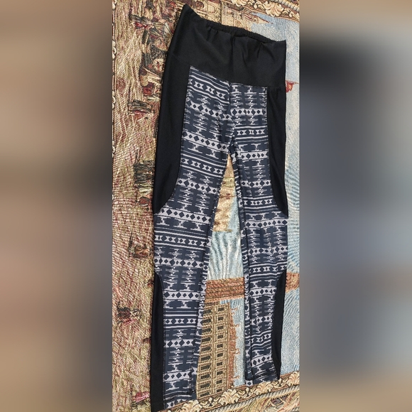 RBX Black and Gray Patterned Leggings - Picture 1 of 7
